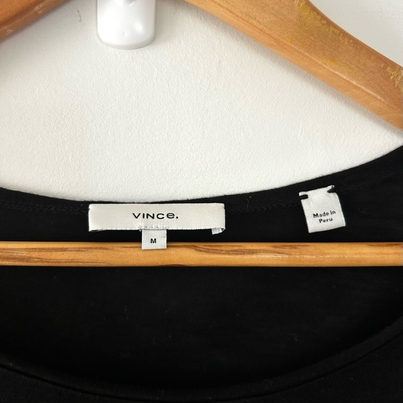 VINCE Minimalist, Black Basic Lightweight Long Sleeve Shirt | Medium - Picture 3 of 6